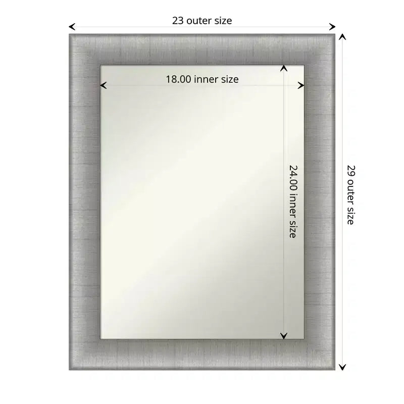 Miroir mural de salle de bain encadré en étain brossé de 23" x 29"