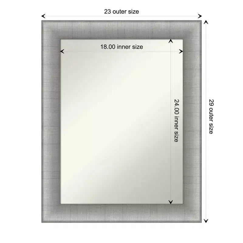 Miroir mural de salle de bain encadré en étain brossé de 23" x 29"
