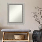 Miroir mural de salle de bain encadré en étain brossé de 23" x 29"