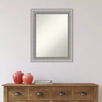 Miroir mural de salle de bain encadré en étain brossé de 23" x 29"