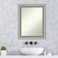 Miroir mural de salle de bain encadré en étain brossé de 23" x 29"