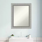 Miroir mural de salle de bain encadré en étain brossé de 23" x 29"