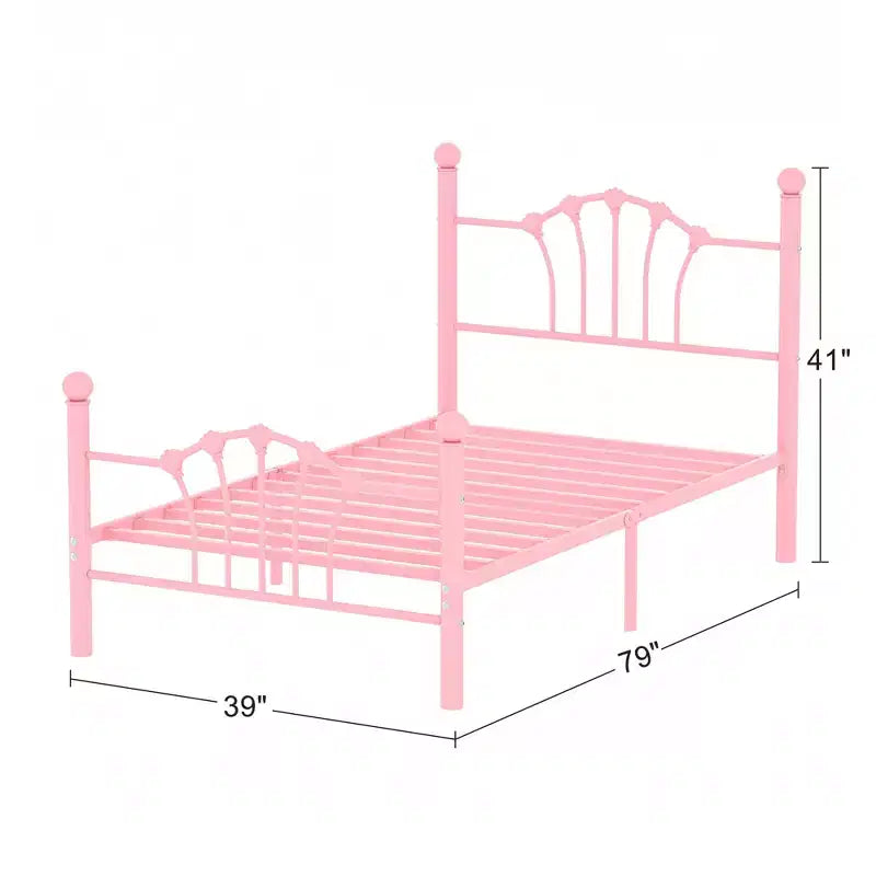 Cadre de lit simple avec tête de lit et pied de lit, lit plateforme moderne en métal
