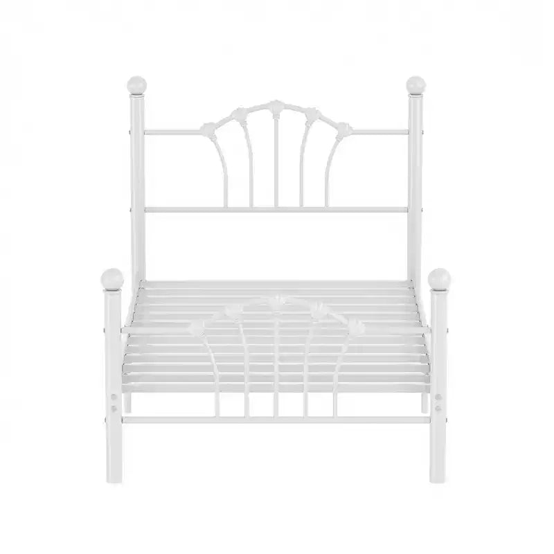 Cadre de lit simple avec tête de lit et pied de lit, lit plateforme moderne en métal