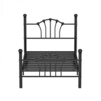 Cadre de lit simple avec tête de lit et pied de lit, lit plateforme moderne en métal