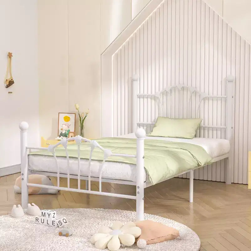 Twin Bed Frame with Headboard and Footboard, Modern Metal Platform Bed