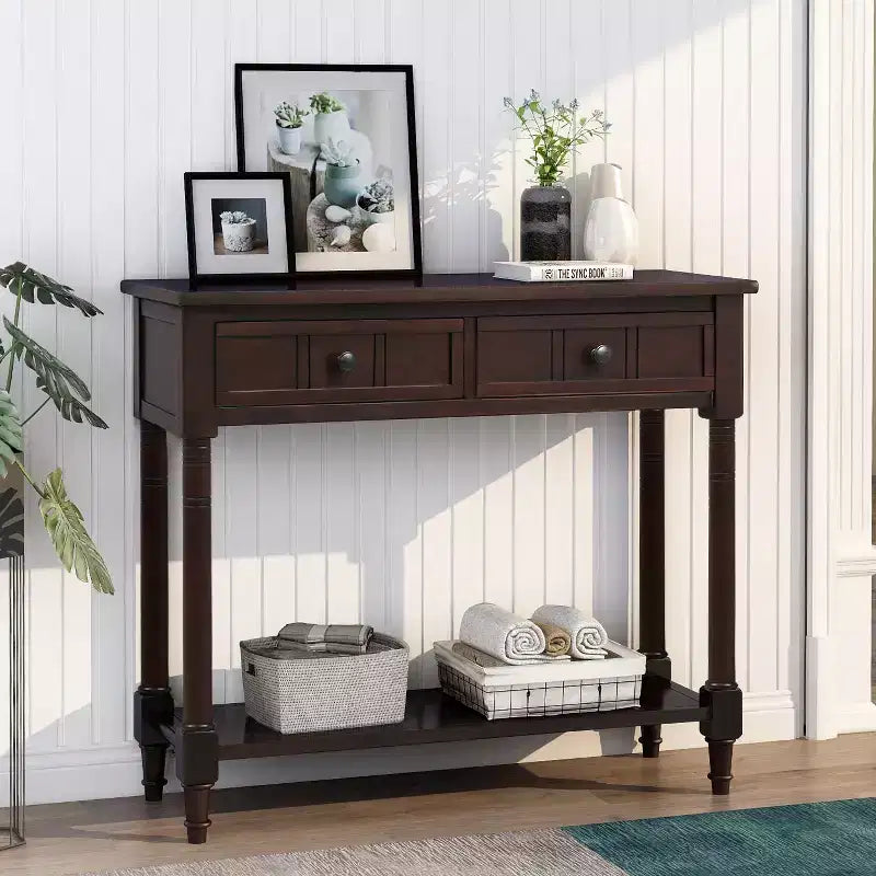 Console avec deux tiroirs et étagère inférieure
