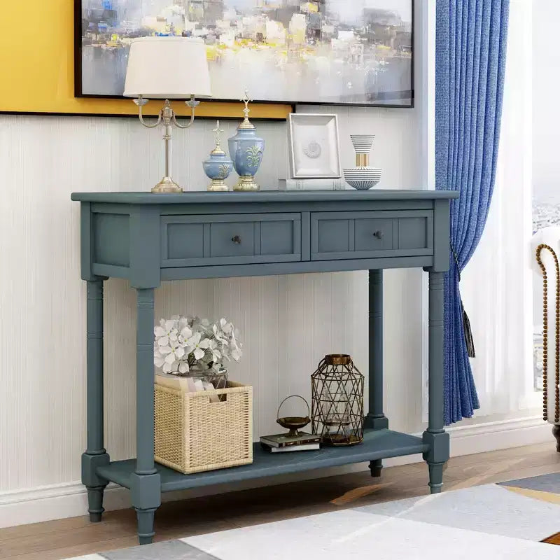 Console avec deux tiroirs et étagère inférieure
