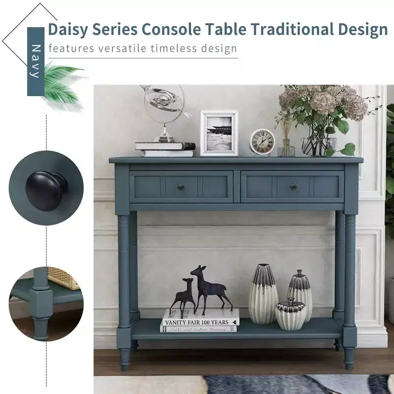Console avec deux tiroirs et étagère inférieure