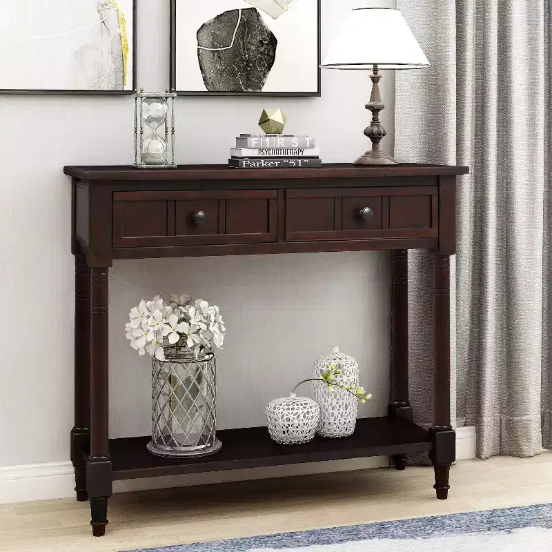 Console avec deux tiroirs et étagère inférieure