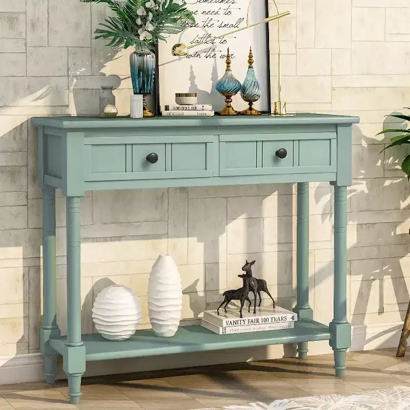 Console avec deux tiroirs et étagère inférieure