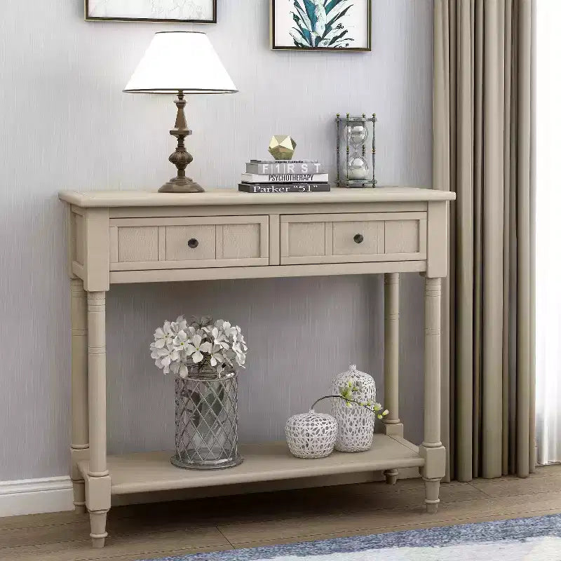 Console avec deux tiroirs et étagère inférieure