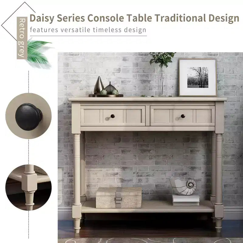 Console avec deux tiroirs et étagère inférieure