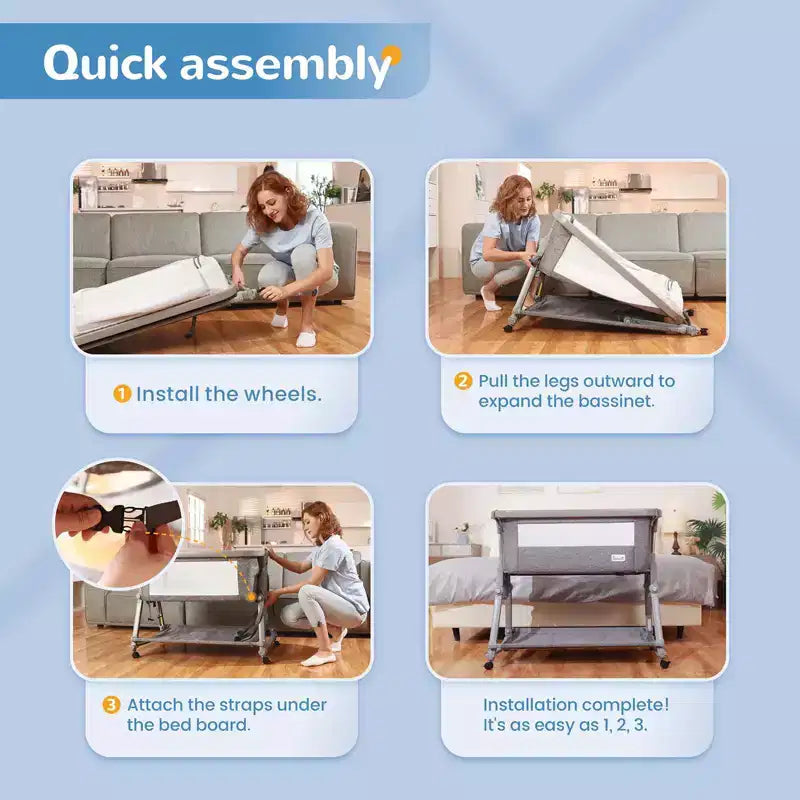 Bedside Bassinet with Rocking Function