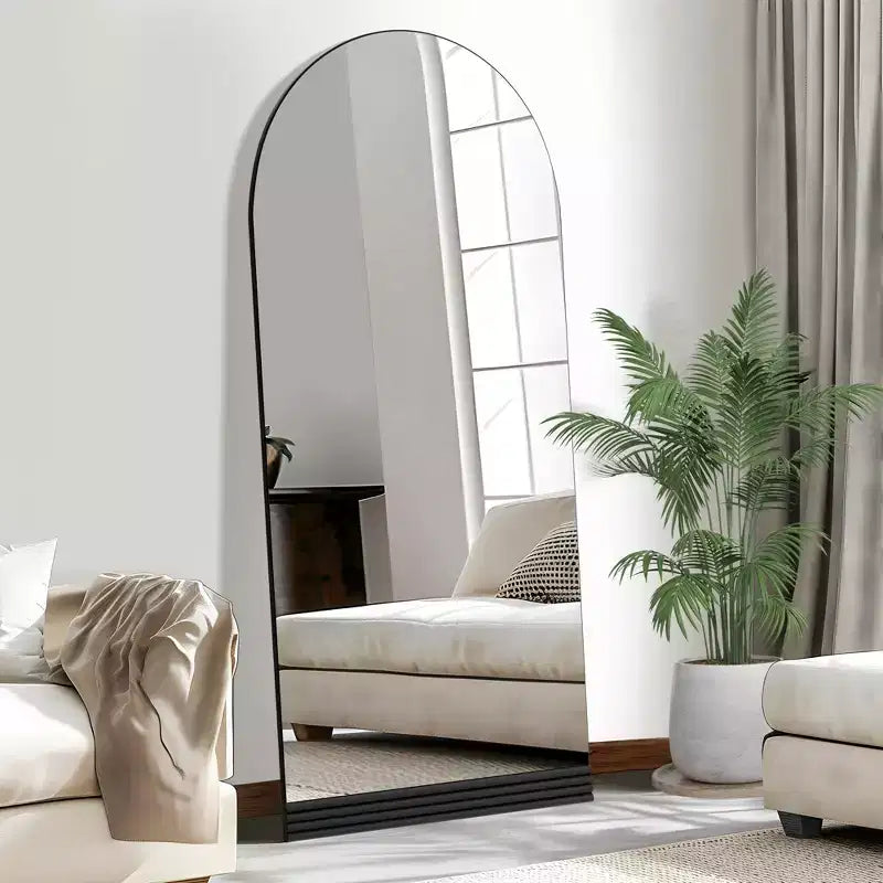Miroir arqué pleine longueur avec cadre en métal, 31 x 70 po, noir