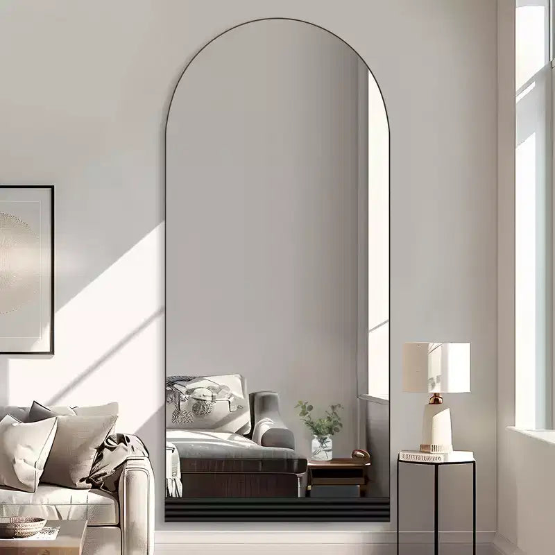 Arched Full-Length Mirror with Metal Frame, 31 x 70 in, Black