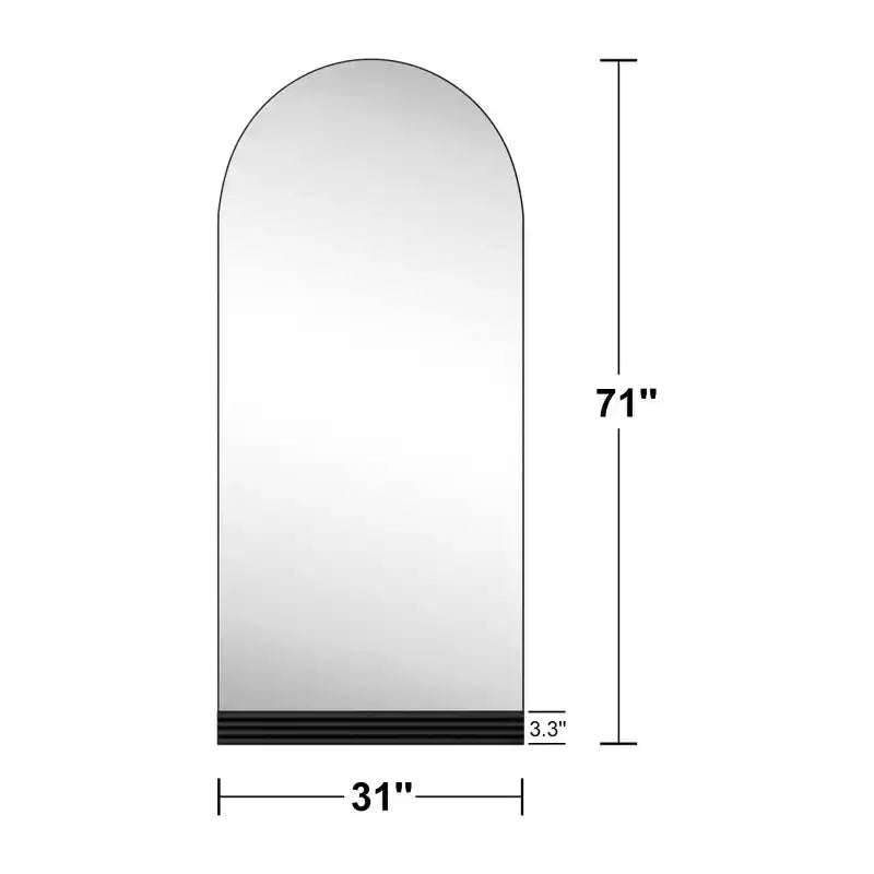 Miroir arqué pleine longueur avec cadre en métal, 31 x 70 po, noir