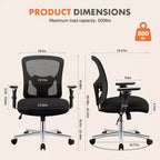 Chaise de bureau ergonomique en maille grande taille avec soutien lombaire