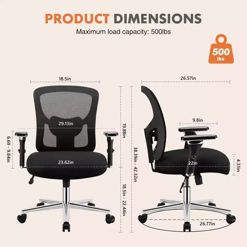 Big and Tall Ergonomic Mesh Office Chair with Lumbar Support