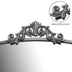 Miroir sur pied arqué de style vintage avec cadre en métal, 66x36 / 43x24 pouces