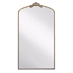 Miroir sur pied arqué de style vintage avec cadre en métal, 66x36 / 43x24 pouces