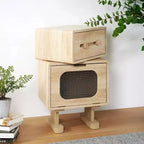 Table d'appoint pivotante de style robot avec rangement, finition naturelle