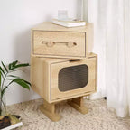 Table d'appoint pivotante de style robot avec rangement, finition naturelle