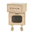 Table d'appoint pivotante de style robot avec rangement, finition naturelle