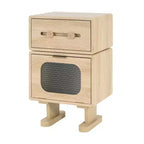 Table d'appoint pivotante de style robot avec rangement, finition naturelle