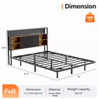 Cadre de lit flottant avec lumières LED, station de charge, rangement caché et tête de lit en velours, sommier tapissier non requis