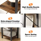 Étagère étroite à 6 niveaux avec protection des bords, structure en bois et fer