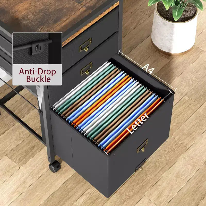 Meuble de classement mobile avec tiroirs en tissu, Organiseur de rangement roulant sous le bureau pour bureau à domicile
