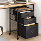 Meuble de classement mobile avec tiroirs en tissu, Organiseur de rangement roulant sous le bureau pour bureau à domicile