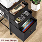 Meuble de classement mobile avec tiroirs en tissu, Organiseur de rangement roulant sous le bureau pour bureau à domicile