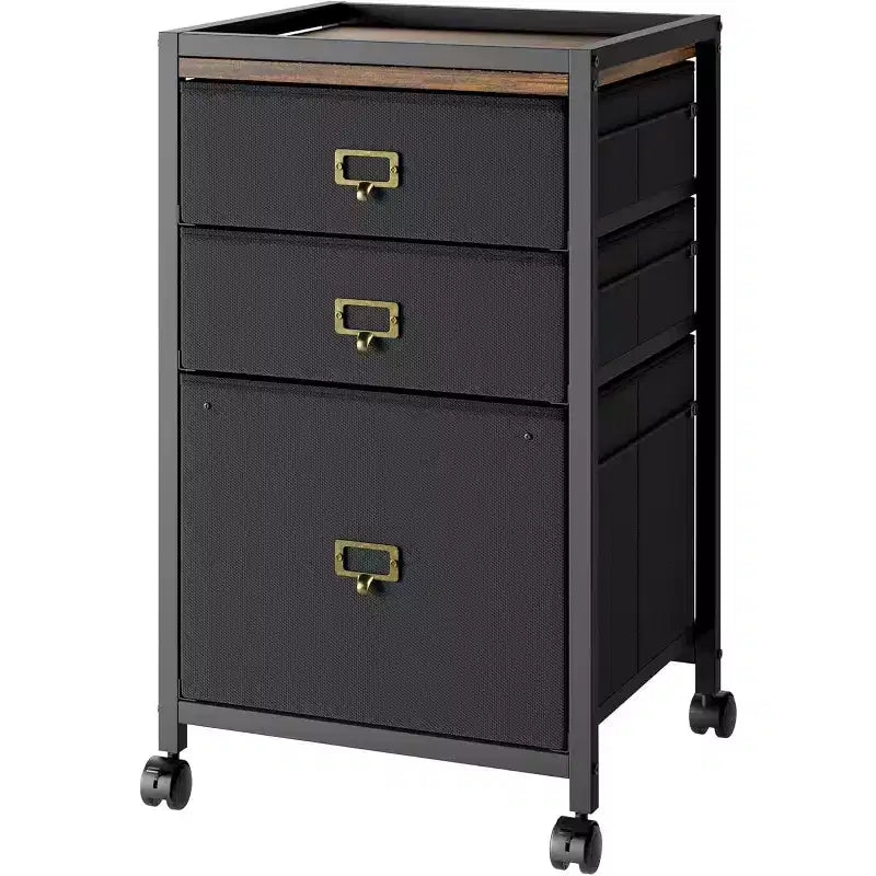 Meuble de classement mobile avec tiroirs en tissu, Organiseur de rangement roulant sous le bureau pour bureau à domicile