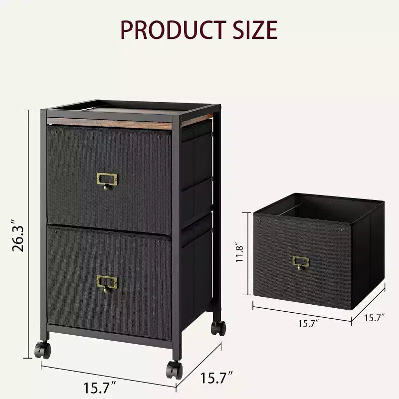 Meuble de classement mobile avec tiroirs en tissu, Organiseur de rangement roulant sous le bureau pour bureau à domicile