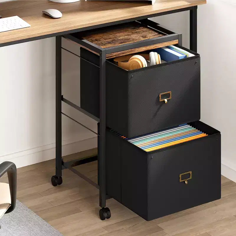 Meuble de classement mobile avec tiroirs en tissu, Organiseur de rangement roulant sous le bureau pour bureau à domicile