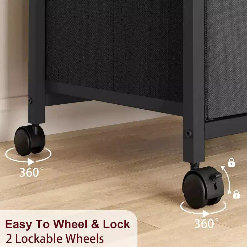 Meuble de classement mobile avec tiroirs en tissu, Organiseur de rangement roulant sous le bureau pour bureau à domicile