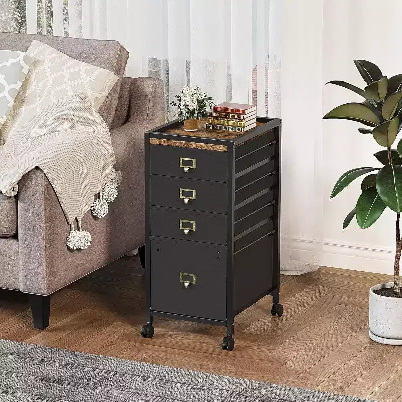 Meuble de classement mobile avec tiroirs en tissu, Organiseur de rangement roulant sous le bureau pour bureau à domicile