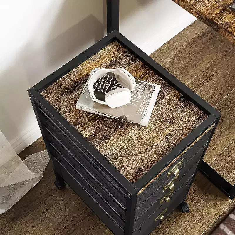 Meuble de classement mobile avec tiroirs en tissu, Organiseur de rangement roulant sous le bureau pour bureau à domicile