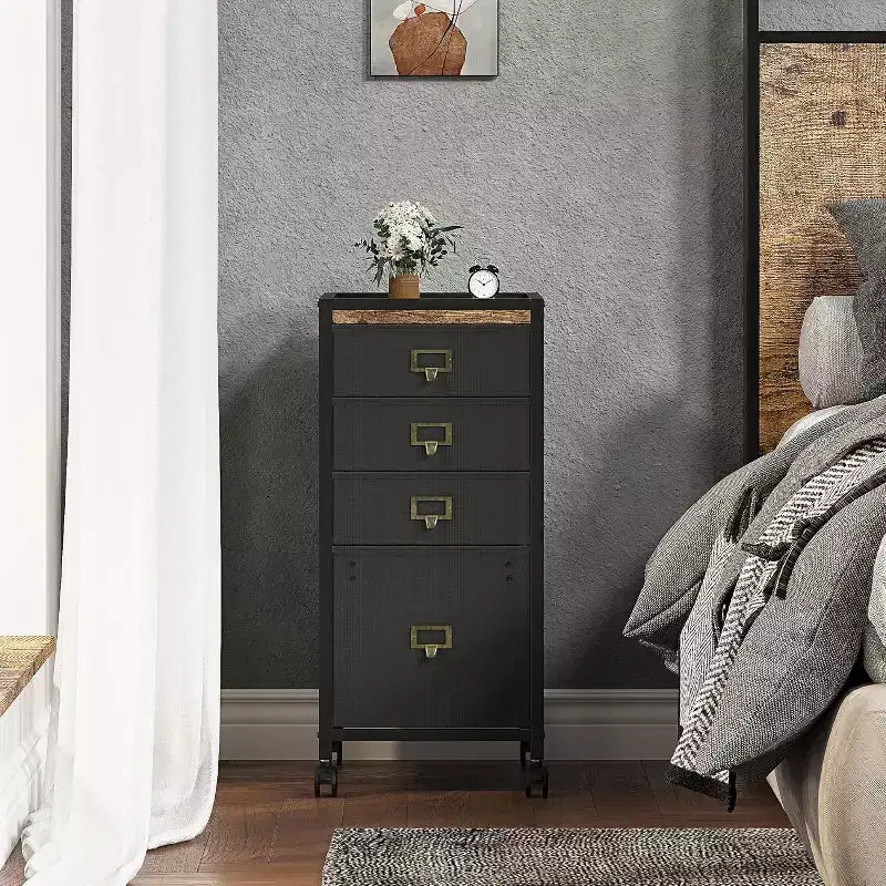 Meuble de classement mobile avec tiroirs en tissu, Organiseur de rangement roulant sous le bureau pour bureau à domicile