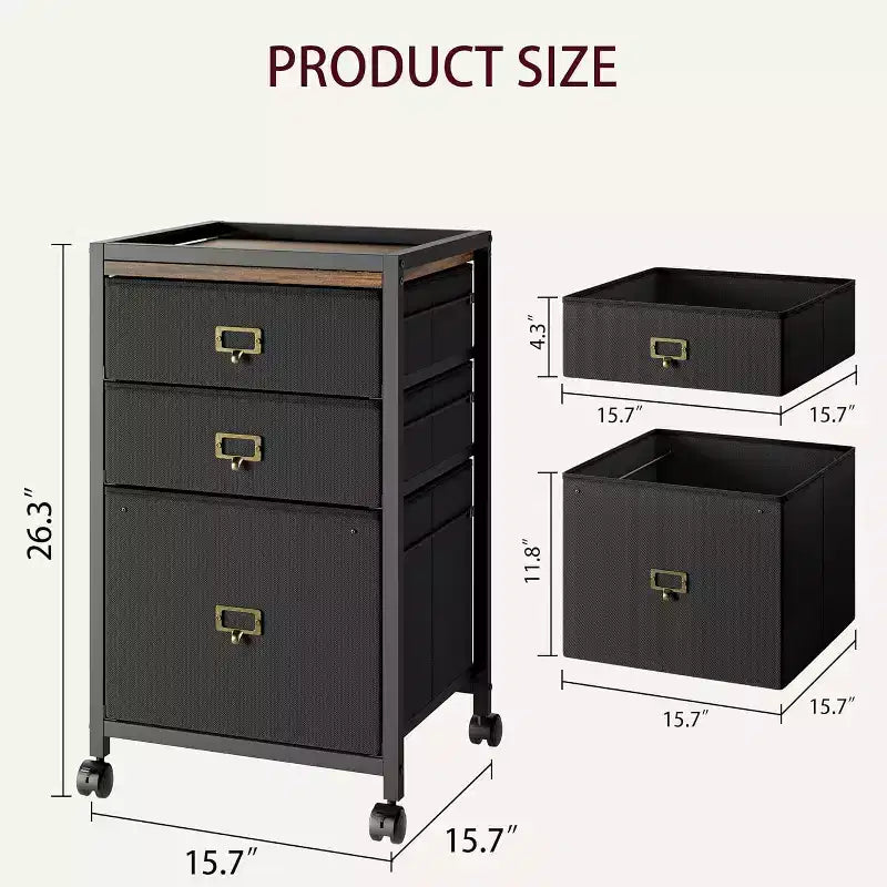 Meuble de classement mobile avec tiroirs en tissu, Organiseur de rangement roulant sous le bureau pour bureau à domicile