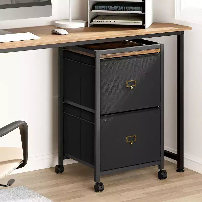 Mobile File Cabinet with Fabric Drawers, Rolling Under-Desk Storage Organizer for Home Office