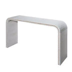 Console de 59 po style cascade avec accents de perles en bois, blanc