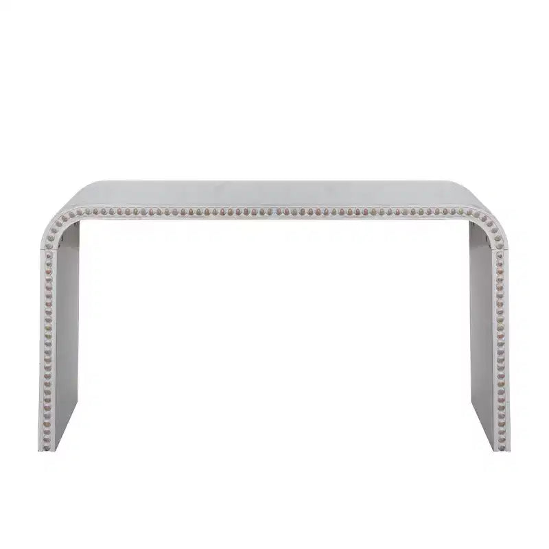 Console de 59 po style cascade avec accents de perles en bois, blanc
