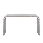 Console de 59 po style cascade avec accents de perles en bois, blanc