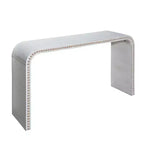 Console de 59 po style cascade avec accents de perles en bois, blanc