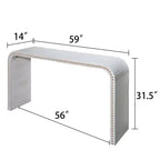 Console de 59 po style cascade avec accents de perles en bois, blanc