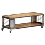 Table basse avec roulettes - Bois de manguier massif, 100 cm