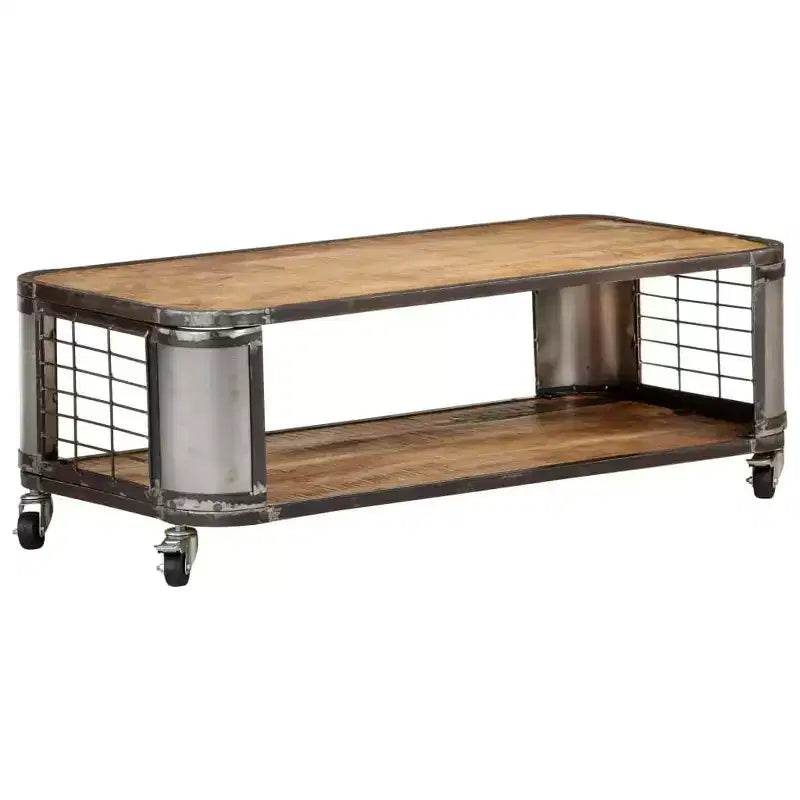 Table basse avec roulettes - Bois de manguier massif, 100 cm